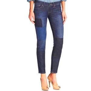 LUCKY BRAND Charlie Skinny Patchwork Jeans Deconstructed Dark Wash Size 0/26